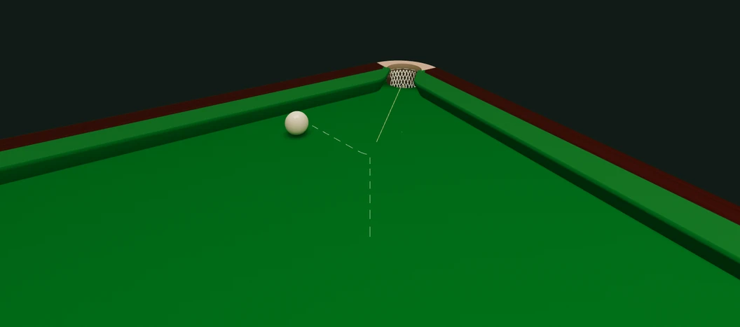 The actual ball path shown after the shot